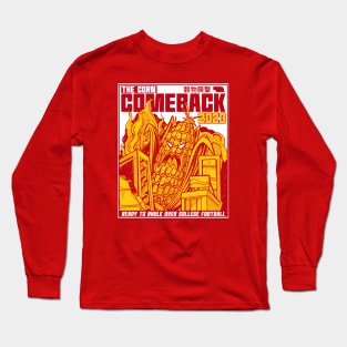 The Corn Comeback 2023 // Funny Nebraska Corn Monster Manga Comic Cover // Ready to Rhule Long Sleeve T-Shirt